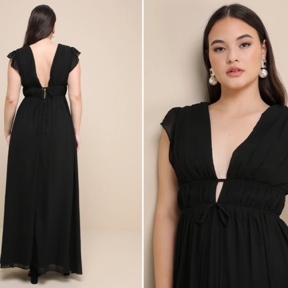 LULU's Prom Wedding Romantic Chiffon Empire Waist Maxi Dress NWOT - Picture 6 of 6